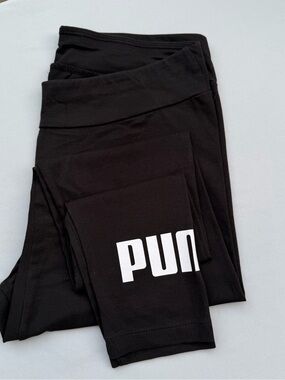 Puma Black Leggings with White Logo